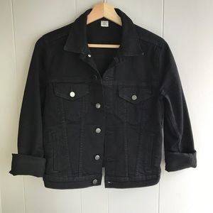 H &m stretchy black slim fit denim jacket